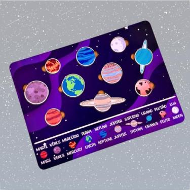 Imagem de Quebra Cabeça Brinquedo Infantil Sistema Solar 10 Pçs Em Mdf Adesivado