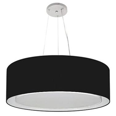 Imagem de Lustre Pendente Cilíndrico Duplo Cúpula Tecido 80x30 cm, Vivare Iluminação, Pendente4126 PR, Preto, Gigante