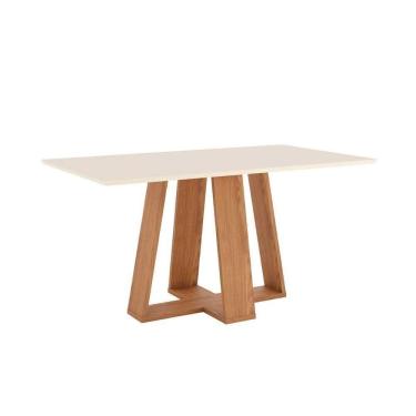 Imagem de Mesa De Sala Jantar Lins Sc94 Com tampo Reto S- Vidro 160x90cm Nature off White