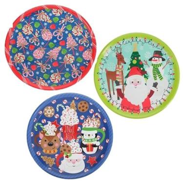 Imagem de LUX TRENDS Travessas redondas grandes de Natal de 35 cm para festas de fim de ano, conjunto de 3 bandejas de servir, bandeja grande perfeita para aperitivo, bolo e exibição de comida de festa