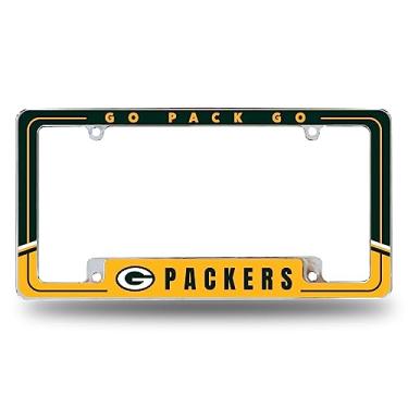 Imagem de Rico Industries Moldura de placa de licença automotiva NFL Football Green Bay Packers em dois tons 30,48 x 15,24 cm cromada para carro/caminhão/SUV