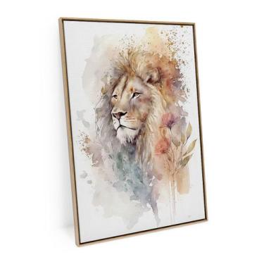 Imagem de Quadro Leão Abstrato Tinta Aquarela Arte Moderna 120x80 Cm - Bimper Qu