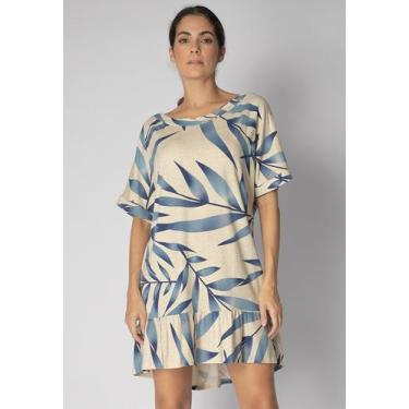 Imagem de Vestido Curto Malha Mullet Amplo Babado Bambu Azul - Amazonia Vital