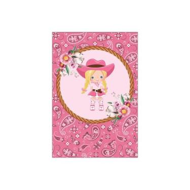 Imagem de Painel De Festa Vertical 1,50 x 2,20 - Boiadeira Loira Flores Rosa 021