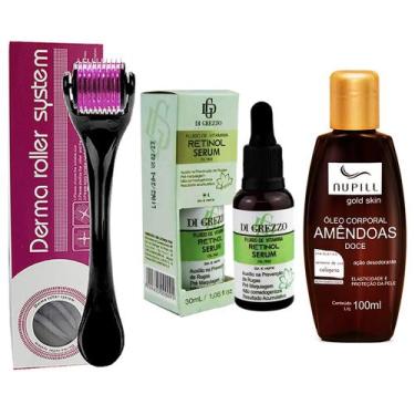 Imagem de Kit Microagulhamento: Dermaroller + Sérum Hidratante Retinol + Óleo Co