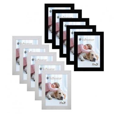 Imagem de Kit 10 Molduras Porta Retrato 5 15x21 Branco 5 15x21 Preto - Santamari