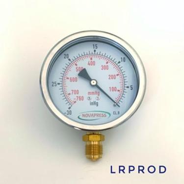 Imagem de Vacuômetro vertical - diam.100mm (4") com escala de -30 inHg x -760 mm