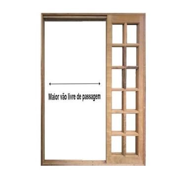 Imagem de Porta Balcão de Correr de Madeira Itaúba Quadriculada Purgato Reto Esq