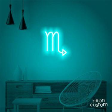 Imagem de luminaria letreiro Neon Led Signo Escorpião 100x90 luminoso decoração 