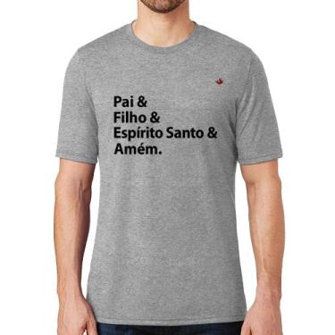 Imagem de Camiseta Pai, Filho, Espírito Santo, Amém - Foca na Moda, Cinza, G
