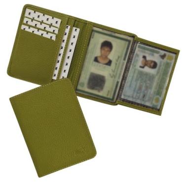 Imagem de Carteira Compacta Couro RFID Blocking 20-R Raffai Couros, Verde oliva
