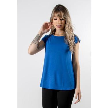 Imagem de Blusa  Feminina Furadinha Fitness Lisa Academia Treino RCL Modas, Azul