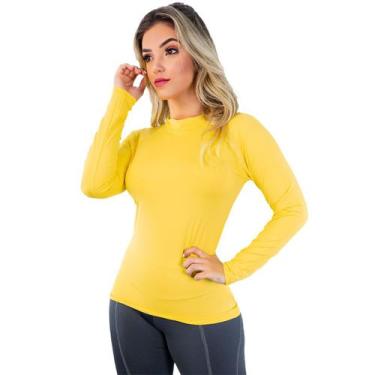 Imagem de Blusa Térmica Vekyo Manga Longa Proteção UV Feminina, GG, Amarelo, Fem