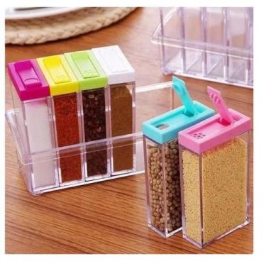 Imagem de Porta Condimento Tempero Organizador 6 Potes Acrílico Box - DEZ