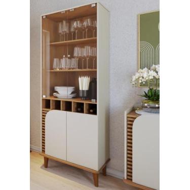 Imagem de Cristaleira Jurerê com Adega P/ 5 Garrafas Off White Matte/Freijó - Co