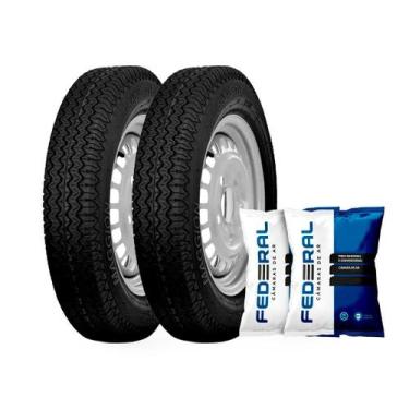 Imagem de Kit 2 Pneus Fusca Maggion 5.60-15 Falco F2 4 Lonas + Câmara