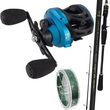 Imagem de Carretilha M21 Pro Slim Azul Vara de Carbono Kit Pesca 15kg - ALBATROZ