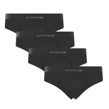 Imagem de Kit 4 Cueca Selene Masculina Slip Microfibra sem costura, Preto, G