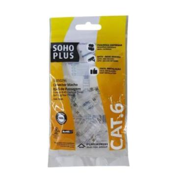 Imagem de Conector Rj45 Cat.6 Macho De Passagem 35050296 Kit 10 Plugs - SOHO PLU
