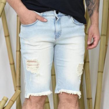 Imagem de Bermuda Jeans Masculina Destroyed Resistente Algodão Premium - TBTJean