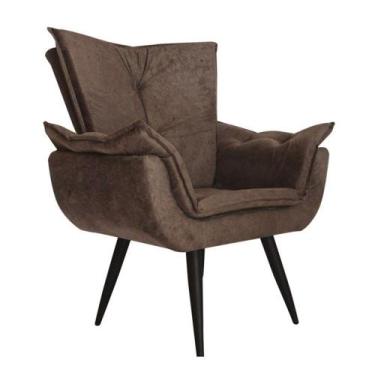 Imagem de Poltrona Decorativa Emília Aba Pés Palito Suede Marrom - SA Móveis