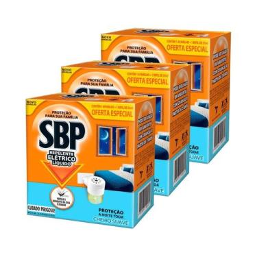 Imagem de Kit 3 Unidades Repelente Eletrico Liquido SBP 45 Noites Cheiro Suave +