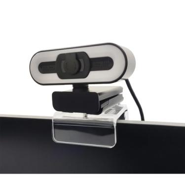 Imagem de HTLAKIKJ Suporte de webcam para monitor, compatível com Logitech e outras webcams com rosca de 1/10.2 cm, suporte acrílico transparente no monitor ou laptop não bloqueia a tela, suporte ajustável