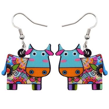 Imagem de Brincos de gado com pingente de gota de acrílico, design de fazenda engraçado, presente adorável para meninas, mulheres e crianças, Acílico, Sem pedra preciosa
