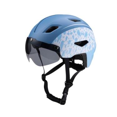 Imagem de oshhni Capacete de bicicleta infantil para crianças com pára-brisas Capacete de ciclismo Chapéu para bicicleta de estrada Ciclismo, Azul