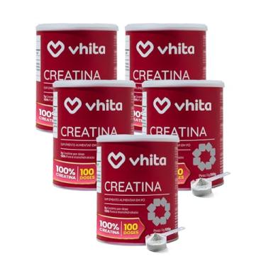 Imagem de Creatina 300g Pura Monohidratada - Suporte de Saúde cerebral e Muscular - 5 potes com 100 doses cada, Vhita