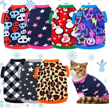 Imagem de Xuniea 7 peças de suéteres quentes para cães pequenos roupas de inverno suéter de lã macia para filhotes de animais de estimação casaco grosso roupas para cachorro Teddy Chihuahua Yorkshire Poodle