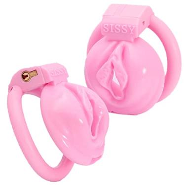 Imagem de FREDORCH Gaiola Rosa Leve Impressa Em 3D De Nylon Dispositivos De Castidade Masculinos Travam 4 Anéis De Virgindade Para Homens Sissy (Pequeno)
