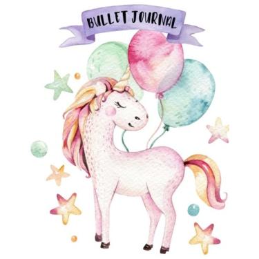 Imagem de Bullet Journal: A4 - Licorne - 160 pages - couverture souple "glossy" - Pointillés - Dot point, bullet journal, dot grid, planner, planning, organizer, journal, Licornes, Bujo