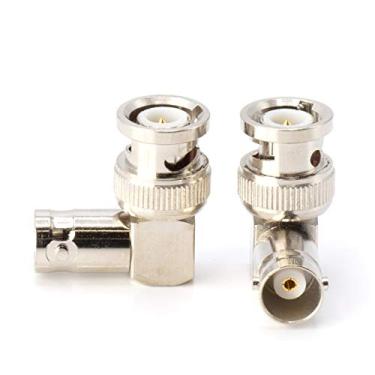 Imagem de O CIMPLE CO - Conector BNC de ângulo direito | Pacote com 100 | Adaptador BNC de cotovelo macho fêmea/conector coaxial de 90 graus/, bem construído, qualidade profissional - HD SDI, Prata, 10 Pack