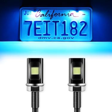 Imagem de Suporte de luz de LED para placa de carro com parafuso de identificação à prova d'água superbrilhante de 12 V da LivTee para carro motocicleta caminhão RV ATV Bike, azul gelo (2 peças)