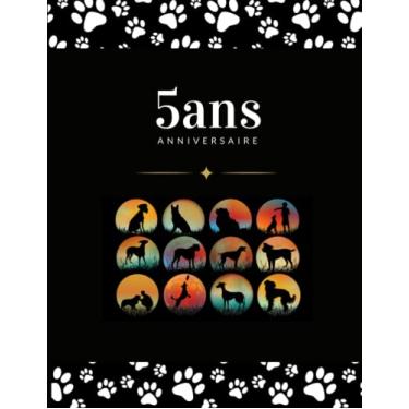 Imagem de 5 ans Anniversaire: Carnet Bloc Notes 5 ans | Couverture Chiens Vintage | 100 Pages 22 x 28 Cm | Bullet Journal