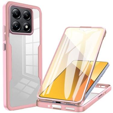 Imagem de Ephoou Capa com tudo incluído de 360° para Xiaomi 14 T, [protetor de tela embutido] Capa de telefone transparente de camada dupla à prova de choque à prova de poeira para Xiaomi 14T QB-rosa