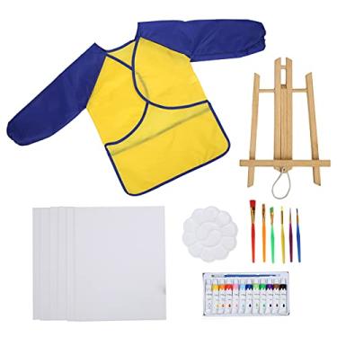 Imagem de Conjunto de pintura acrílica vomeko, kits de pintura acrílica para crianças, pincéis de pintura educacional para crianças, conjunto de pintura de arte infantil, kit de pintura (Amarelo)