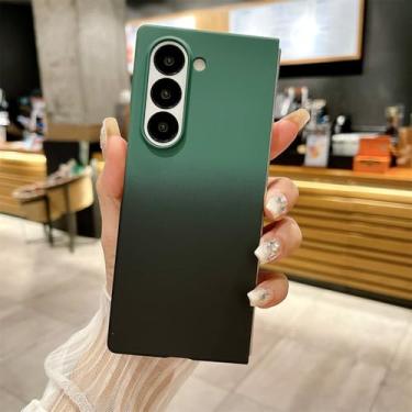 Imagem de Capa de telefone ultrafina fosca gradiente para PC para Samsung Z Fold 6 5 4 5G Fold6 ZFold6 Skin Feel Frosted Shockproof Protection Cover, verde escuro preto, para Galaxy Z Fold 6