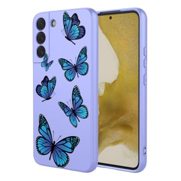 Imagem de HTXWXJC Capa de celular para Galaxy S22 Plus, capa para Samsung S22+ SM-S906U, à prova de choque, flexível, amortecedor, capa macia de TPU com estampa de borboleta para Samsung Galaxy S22 Plus,
