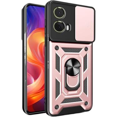 Imagem de Capa CSmall para Motorola Moto G85 5G com capa de lente de câmera deslizante, capa de proteção à prova de choque de grau militar com suporte de anel giratório para Moto G85/Moto S50 Neo 5G SJ ouro