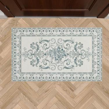 Imagem de Laura Ashley Sea Spray Blue Josette Medalhão Lavável na Máquina e Antiderrapante Tapete de 66 cm x 114 cm