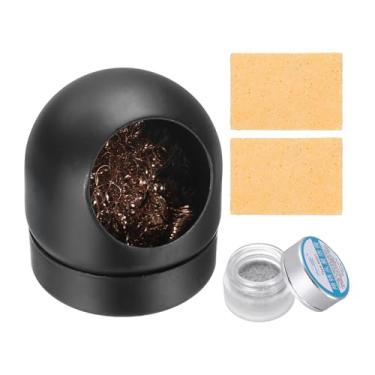 Imagem de HARFINGTON Kit de limpeza de ponta de solda com 4 peças de limpador de ponta de solda com estanho de ponta de esponja de latão para limpeza de ferro de solda e pontas, preto