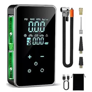 Imagem de Mini Compressor de Ar Portátil Bomba De Ar E Calibrador De Pneu Recarregável Inteligente Inflador
