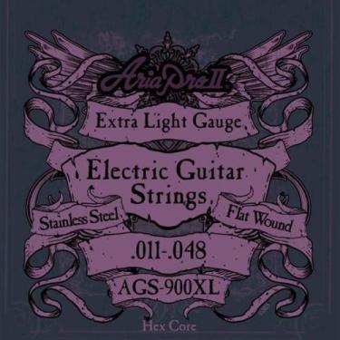 Imagem de Encordoamento Para Guitarra Flat Wound .011 AGS900XL Aria Pro II