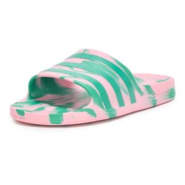 Imagem de adidas Sandália esportiva unissex Adilette Aqua, Rosa Bliss, verde corte, verde, 14 Women/13 Men