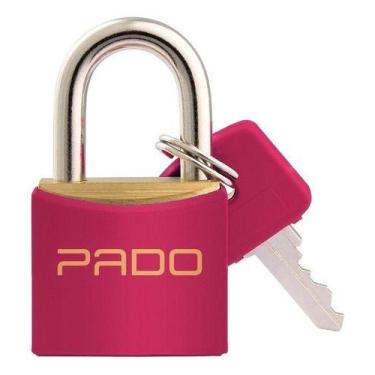 Imagem de Kit 3 Cadeado Pequeno Pado 25mm Color Mala Mochila Armário, Rosa