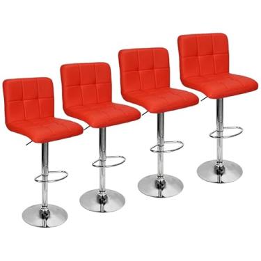 Imagem de Kit 4 Banquetas Confort Gomos Estofada Giratória Vermelho - Lianto Decor