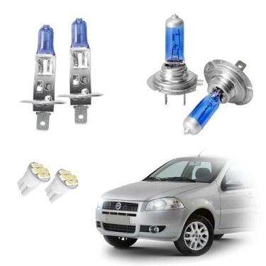 Imagem de Kit Lâmpadas Haógena Super Branca H7 H1 Farol Baixo e Milha Palio 2012