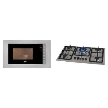 Imagem de Kit Fischer Micro-ondas Fit Line 25L + Cooktop Gás 5 Bocas Infinity Inox